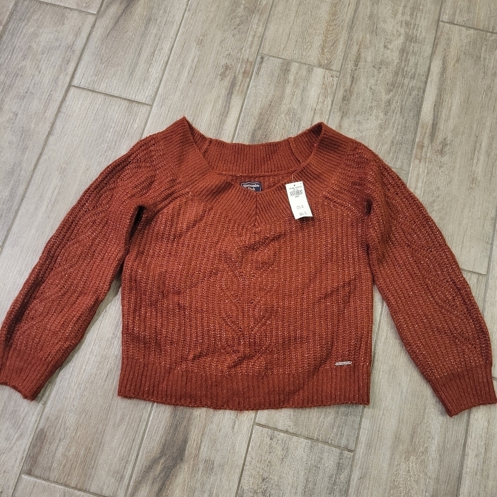ABERCROMBIE & FITCH Long sleeve v-neck knit sweater size L New
